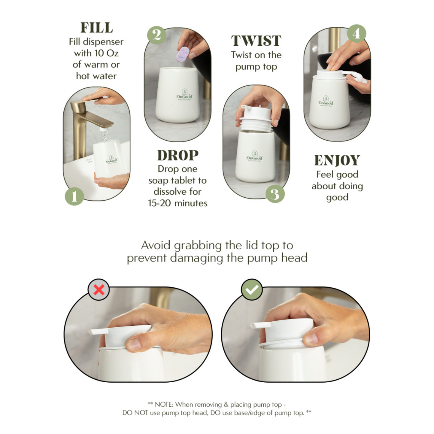 DoGood Ceramic Foaming Soap Dispenser & Foaming Hand Soap Refills