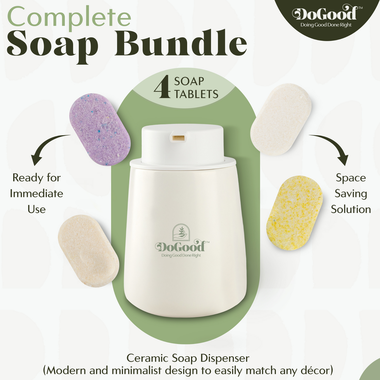 DoGood Ceramic Foaming Soap Dispenser & Foaming Hand Soap Refills