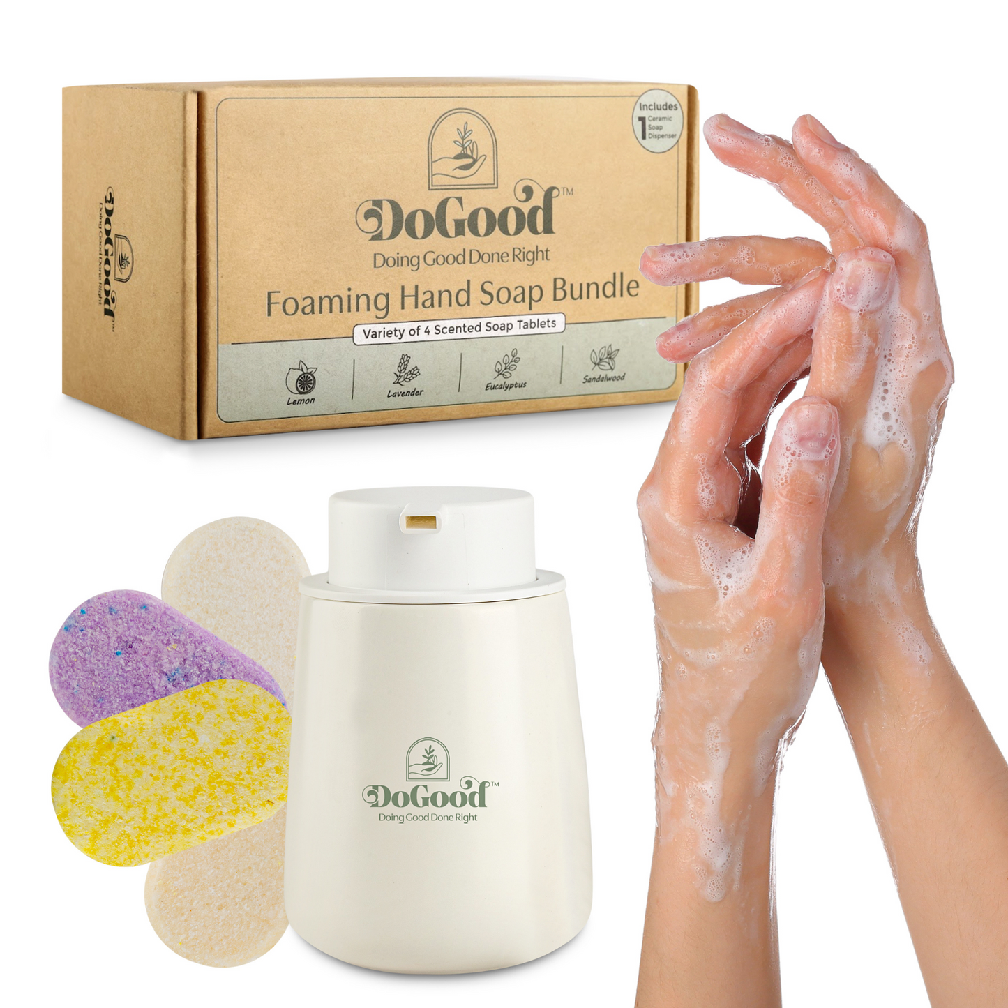DoGood Ceramic Foaming Soap Dispenser & Foaming Hand Soap Refills